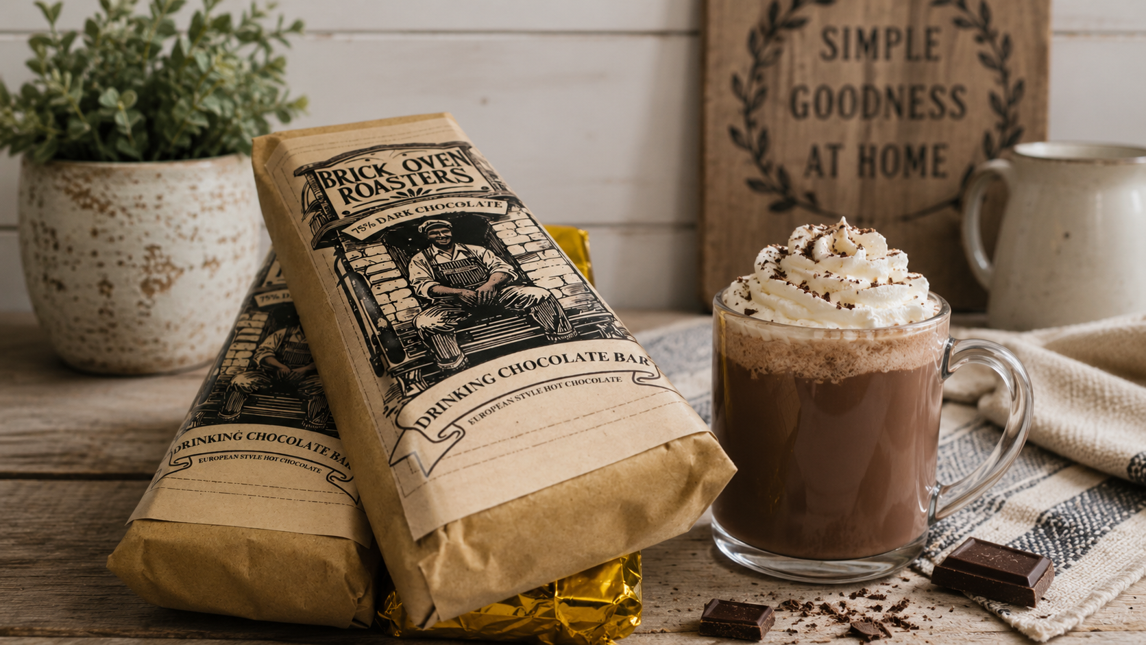 3 PACKS - 75% Dark Drinking Hot Chocolate Bar
