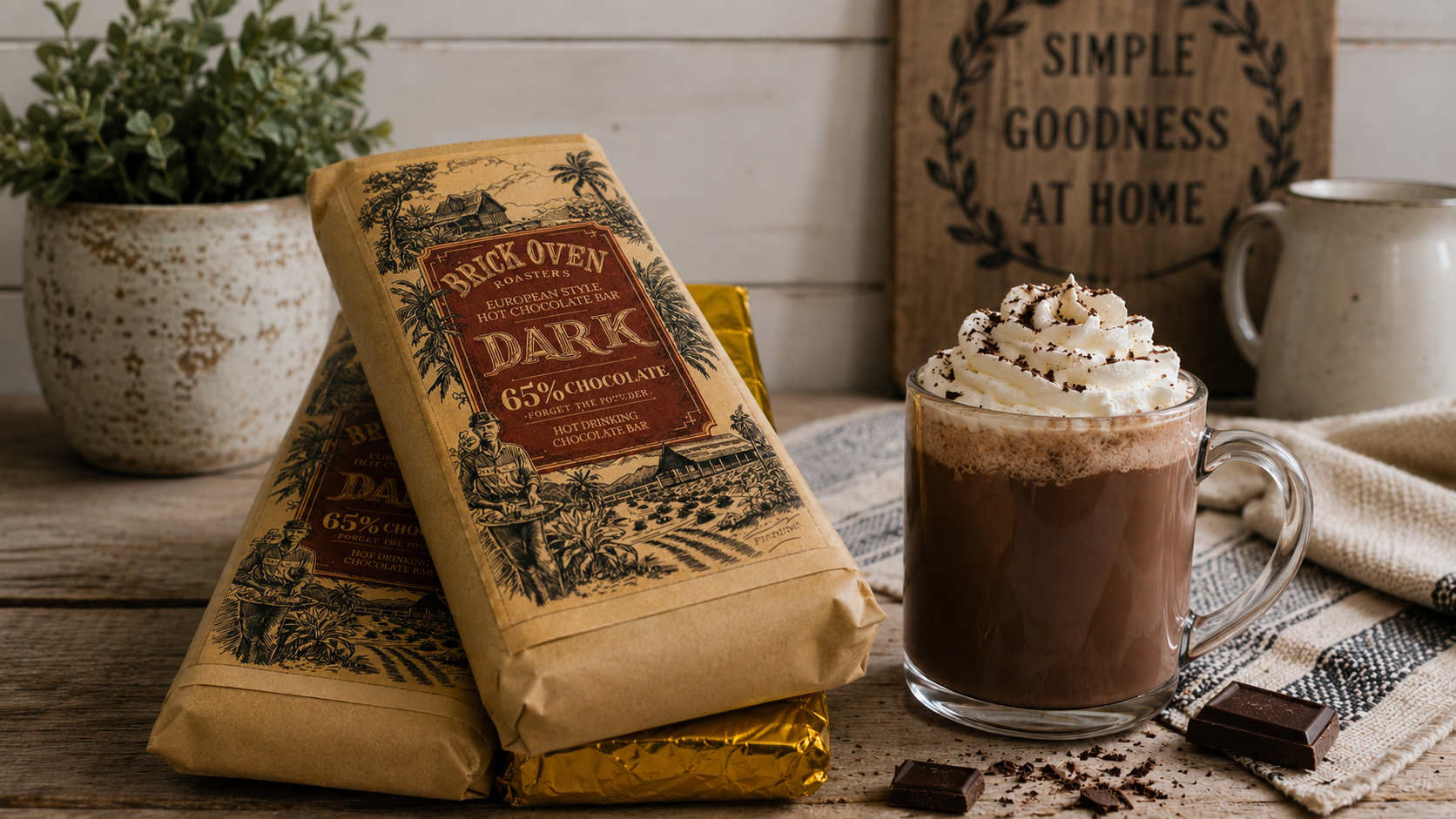 3 PACKS - 65% Dark Drinking Hot Chocolate Bar 